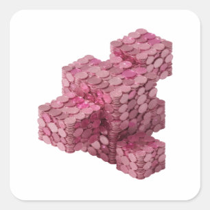 Vibrant Pink PINK COIN BLOCKS Decal Art Square Sticker