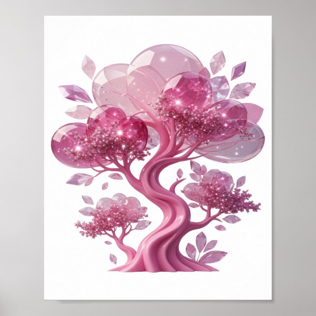 Vibrant Pink PINK GLASS TREE 3D Text Art Poster (Front)