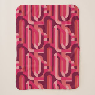 vibrant pink retro abstract pattern sherpa blanket