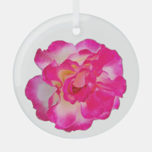 Vibrant Pink Rose Ornament