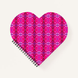 Vibrant pink rose petals floral pattern heart notebook