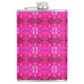 Vibrant pink rose petals M-size floral pattern Hip Flask