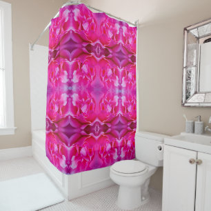 Vibrant pink rose petals XL-size floral pattern Shower Curtain