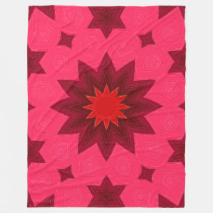 Vibrant Pink Starburst Kaleidoscope Fleece Blanket
