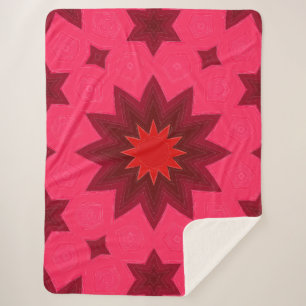 Vibrant Pink Starburst Kaleidoscope Sherpa Blanket