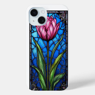 Vibrant pink tulip iPhone 15 case