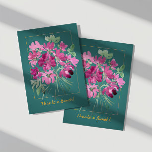 Vibrant Pink Watercolor Floral Thank You Card