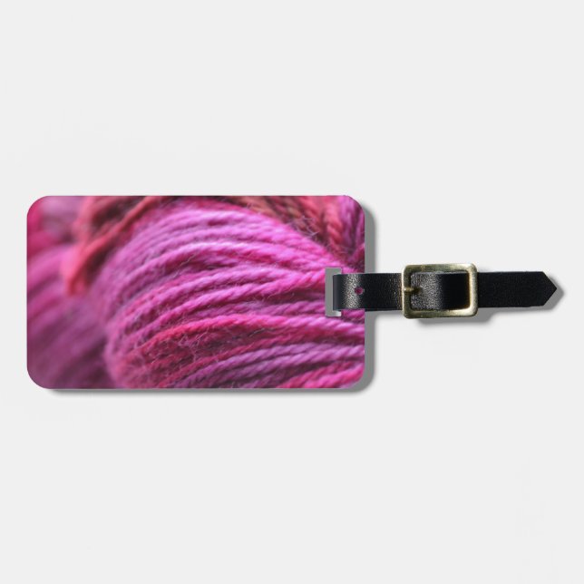 Vibrant Pink Yarn Luggage Tag (Front Horizontal)