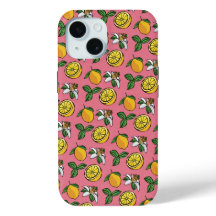 Vibrant Pink&Yellow Cartoon Lemons Flowers &Leaves