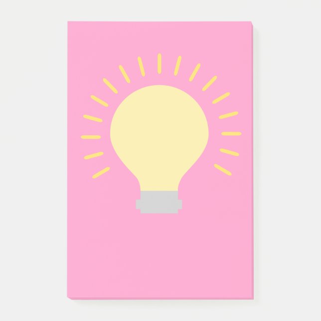 Vibrant Pink Yellow Light Bulb Post-it Notes (Front)