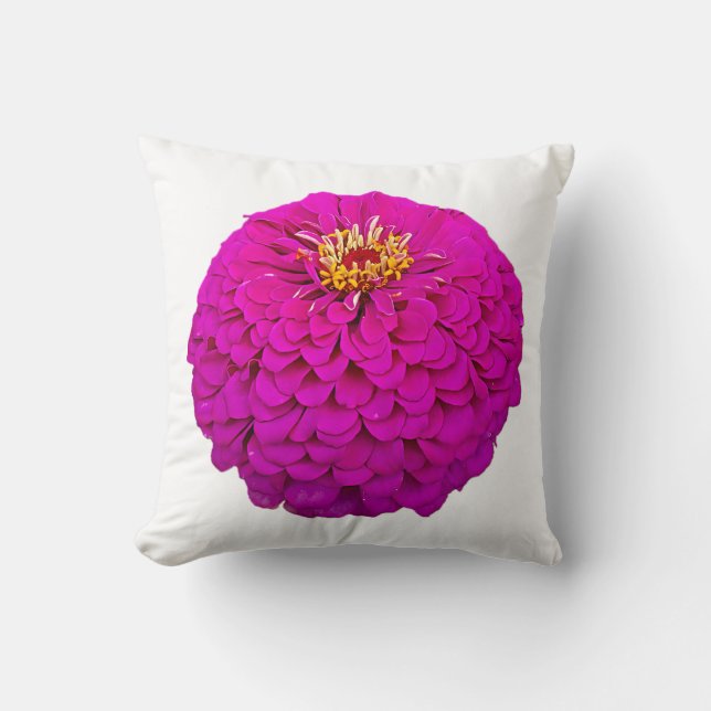 Vibrant Pink Zinnia Flower Throw PilloThrow Pillow (Front)