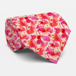 Vibrant Pinky Pink and Juicy Red Watercolor Tie