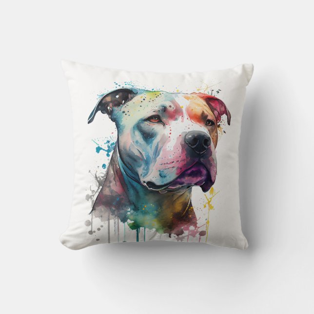 Vibrant Pitbull: A Touch of Life Cushion (Front)