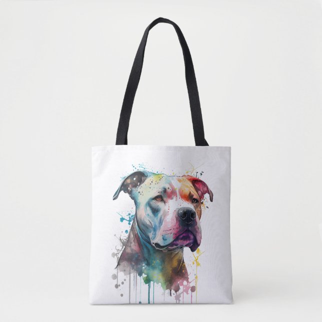 Vibrant Pitbull: A Touch of Life Tote Bag (Front)