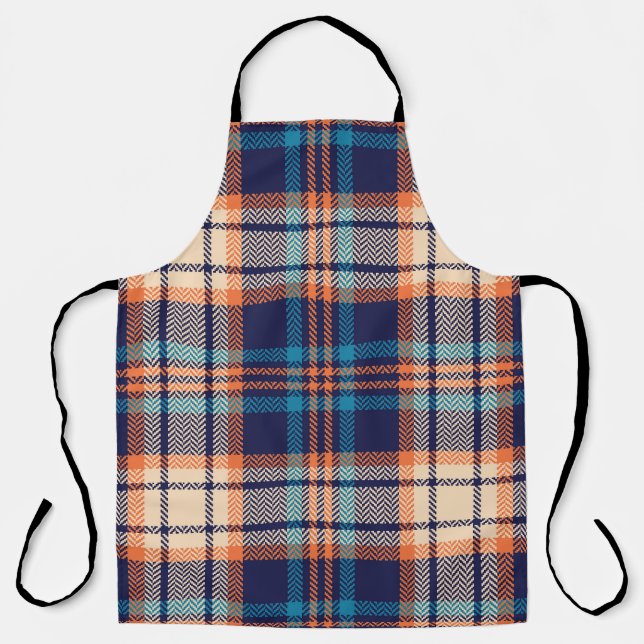 Vibrant Plaid: Autumn Textile Design Apron (Front)