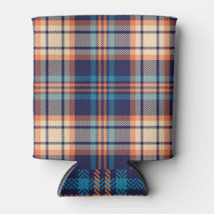Vibrant Plaid: Autumn Textile Design Can Cooler