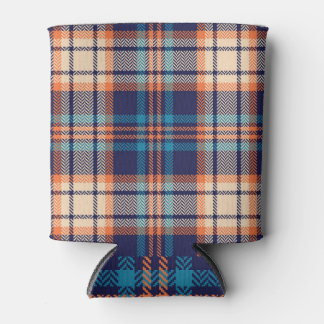 Vibrant Plaid: Autumn Textile Design Can Cooler
