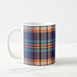 Vibrant Plaid: Autumn Textile Design Coffee Mug