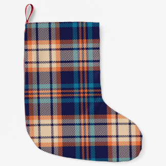 Vibrant Plaid: Autumn Textile Design Small Christmas Stocking