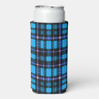 Vibrant Plaid Tartan Pattern Fabric Seltzer Can Cooler