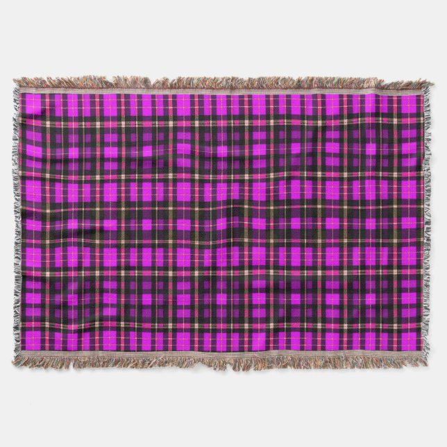 Vibrant Plaid Tartan Pattern Fabric Throw Blanket (Front)