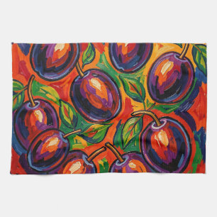 Vibrant Plum Fauvist Tea Towel