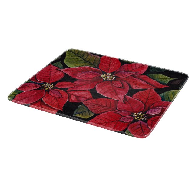 Vibrant Poinsettia In Watercolor  Cutting Board (Corner)
