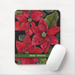 Vibrant Poinsettia In Watercolor Mouse Pad