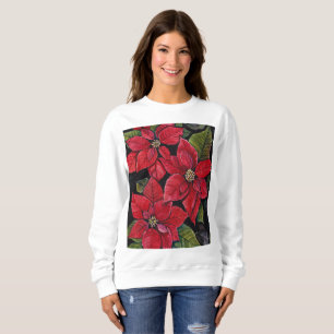 Vibrant Poinsettia In Watercolor Sweatshirt