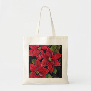 Vibrant Poinsettia In Watercolor Tote Bag