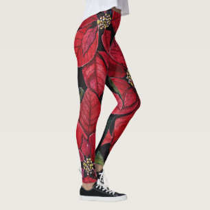 Vibrant Poinswttia In Watercolor Leggings