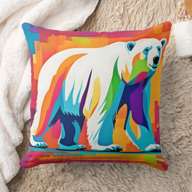 Vibrant Polar Bear Cushion (Blanket)