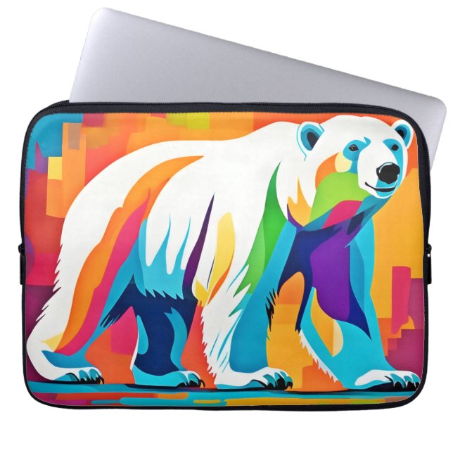 Vibrant Polar Bear Laptop Sleeve (Front)