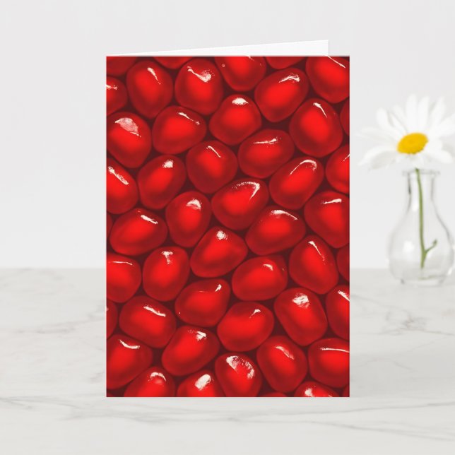 Vibrant Pomegranate Seeds Pattern Greeting Card (Small Plant)