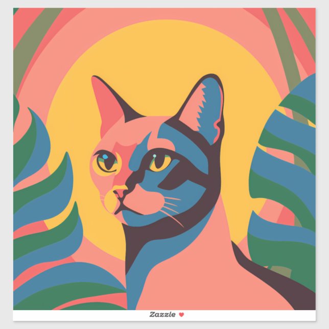 Vibrant Pop Art Cat Portrait (Sheet)