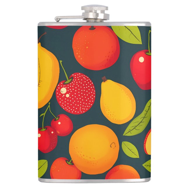 Vibrant Pop Art Cat Portrait Hip Flask (Front)