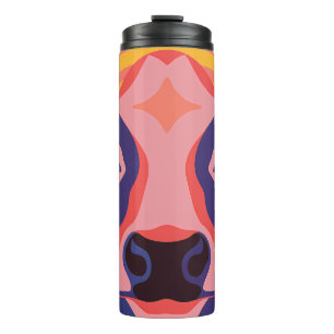 Vibrant Pop Art Cow Face Portrait Thermal Tumbler