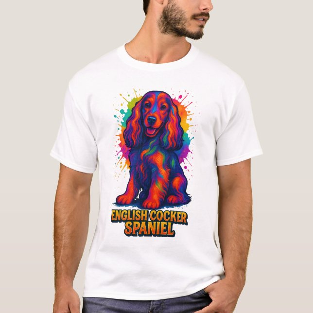 Vibrant Pop Art English Cocker Spaniel  T-Shirt (Front)