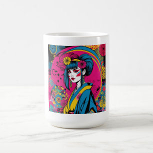 Vibrant Pop Art Geisha Modern Japanese Girl Coffee Mug
