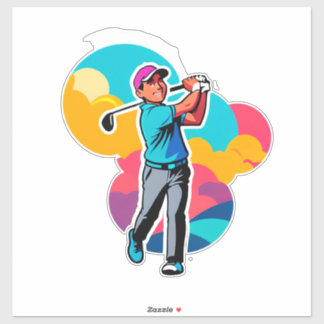Vibrant Pop-Art Golfer Swinging a Driver on Green