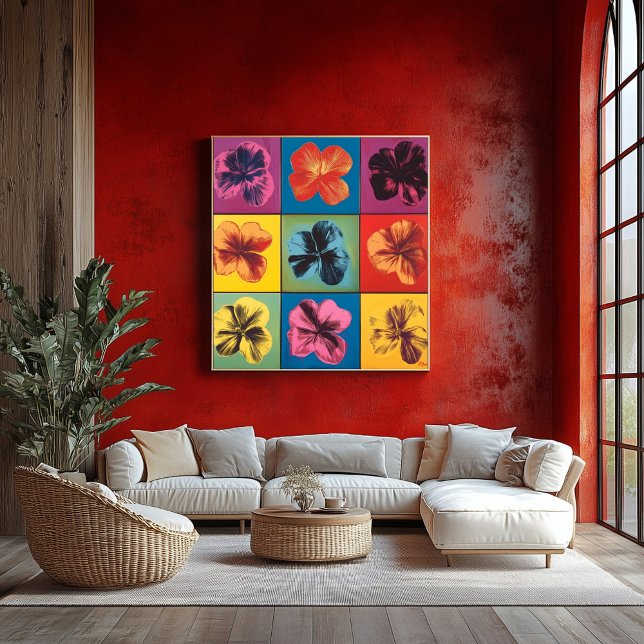 Vibrant Pop Art Hibiscus Flower Grid – Modern Poster (Creator Uploaded)