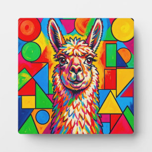 Vibrant Pop Art Llama Portrait Plaque