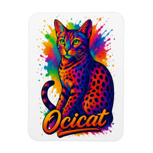 Vibrant Pop Art Ocicat – Colourful Spotted Cat Magnet