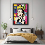 Vibrant Pop Art Portrait Retro Wall Art poster<br><div class="desc">Elevate your space with this vibrant pop art portrait, a stunning blend of retro design and modern flair. This AI-generated glossy poster is a perfect addition to any home or office decor, bringing bold colours and a lively composition to your walls. Ideal for fans of pop culture and contemporary art,...</div>