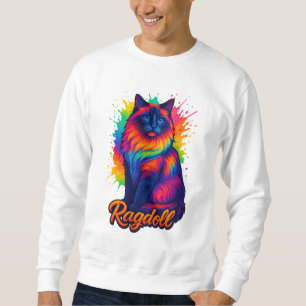 Vibrant Pop-Art Ragdoll Cat – Colourful Neon Stree Sweatshirt