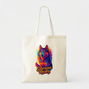 Vibrant Pop Art Siberian Husky Tote Bag