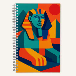 Vibrant Pop Art Sphinx Geometric Pattern Notebook
