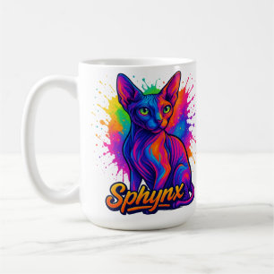 Vibrant Pop Art Sphynx Cat – Colorful Modern Coffee Mug
