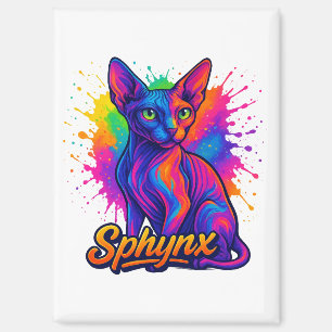 Vibrant Pop Art Sphynx Cat – Colourful Modern Magnet