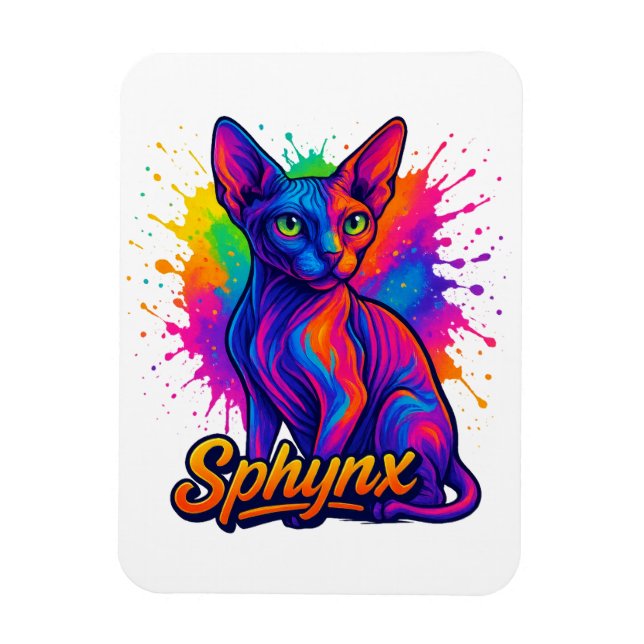 Vibrant Pop Art Sphynx Cat – Colourful Modern Magnet (Vertical)